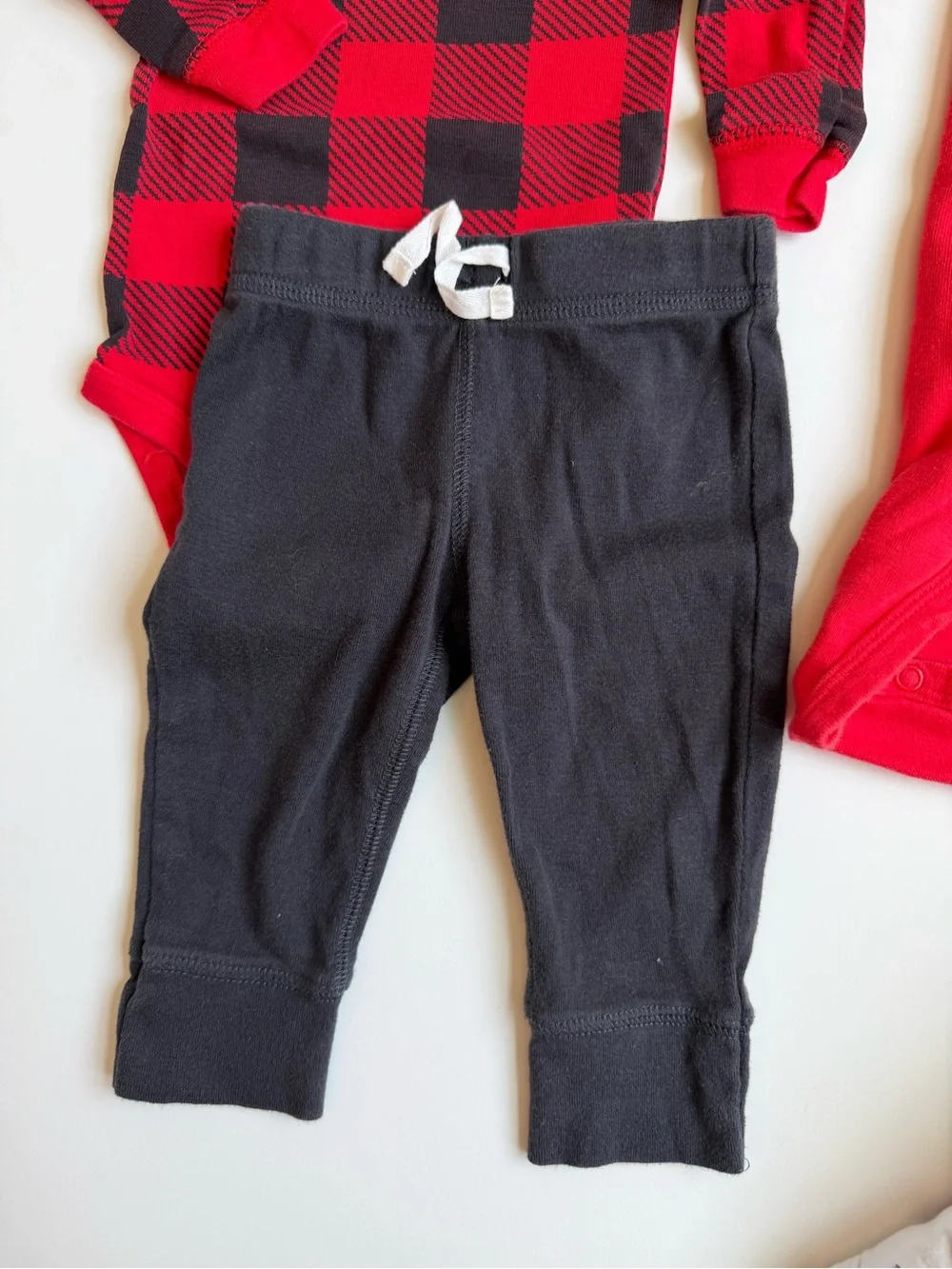Carter's Red Black Buffalo Plaid & Truck Print Baby Outfit Set